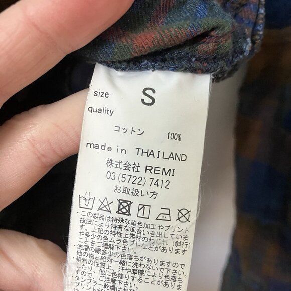 The Golden State Remi Relief Shirt Mens S Patchwork Flannel Blue Plaid Button Up - Picture 4 of 10